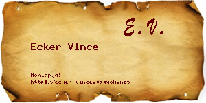 Ecker Vince névjegykártya